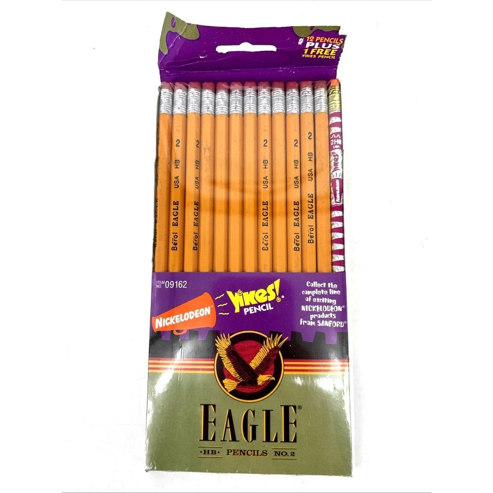 NEW OLD STOCK Vintage 1997 Berol EAGLE No.‎ 2 HB 12 Pencils + BONUS Yikes Pencil